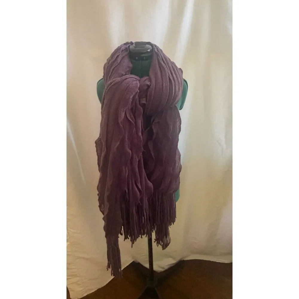 Cynthia Rowley purple knit fringe scarf